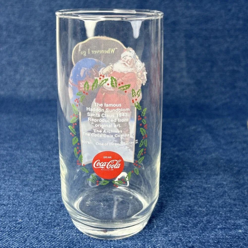 VTG Coca-Cola Haddon Sundblom Santa Claus Glasses Full Set Series II 93761